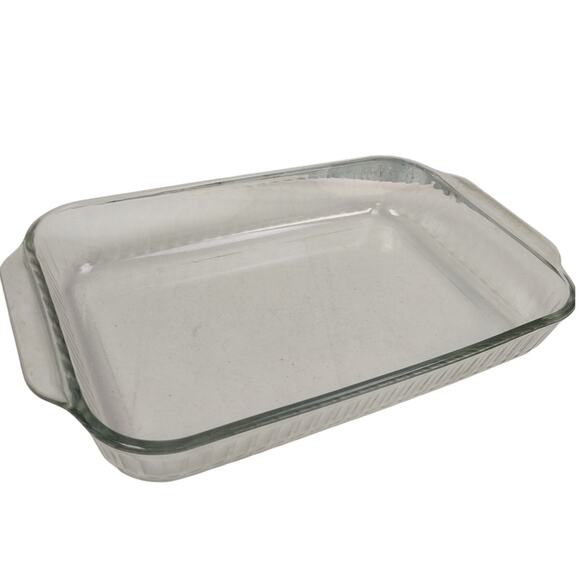 Vintage Pyrex 3QT Clear Glass Textured Sides Rectangular Baking Casserole Dish - Picture 1 of 5
